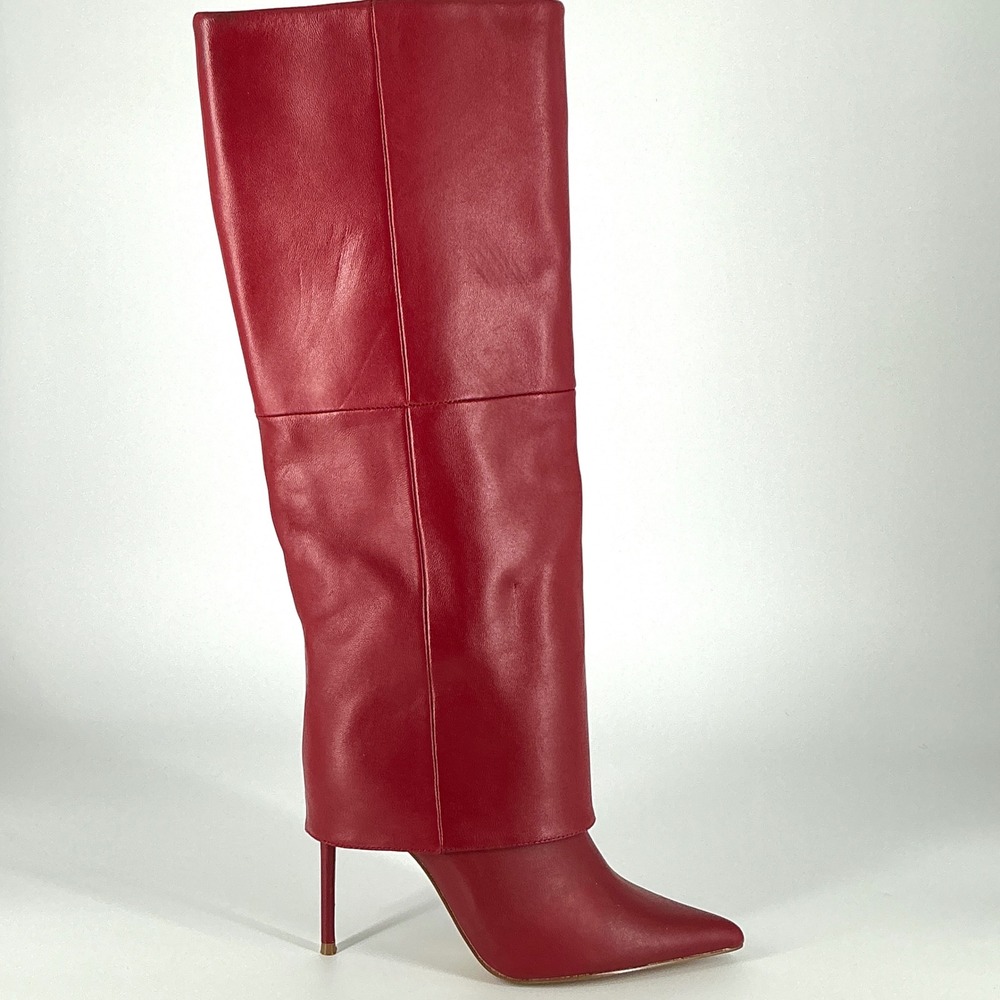 Steve Madden Size 6 Smith NEW Red Leather Foldover Pointed‎ Stiletto Boots $200